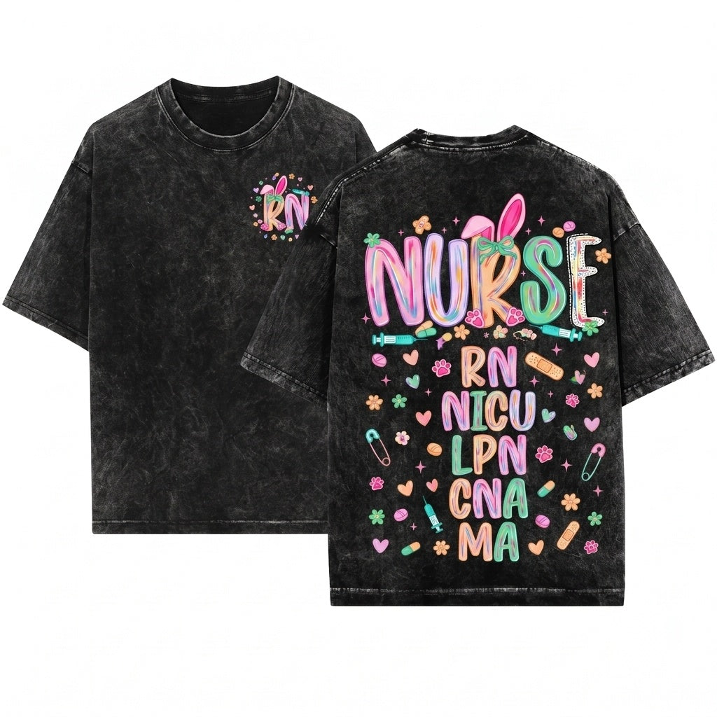 Colorful Coquette Nurse PNG Bundle CNA LPN RN Cute Medical Healthcare Worker Graphic Unisex Wash T-Shirt