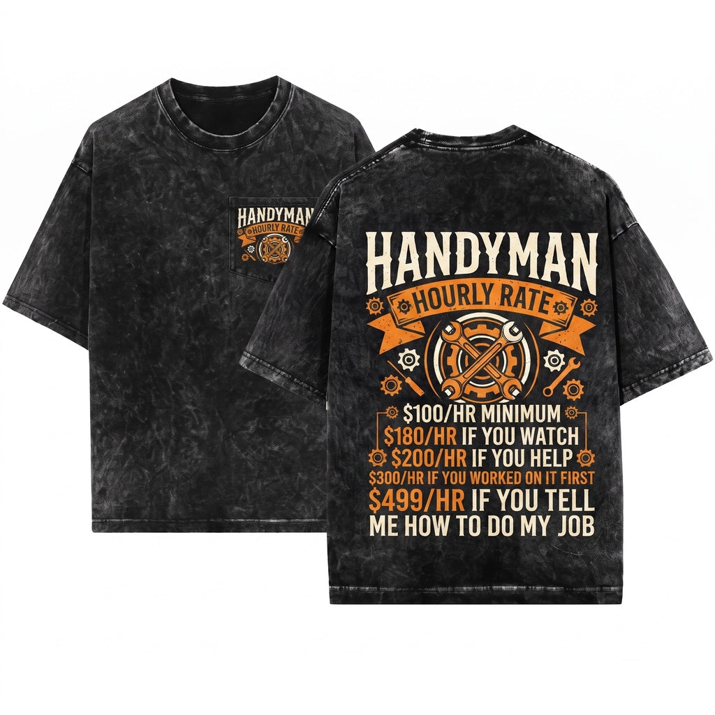 Mr. Fix It Handyman Funny Dad Graphic Apparel Unisex Wash T-Shirt