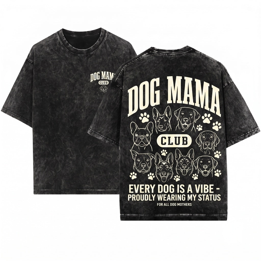 Dog Mama Lightweight Crewneck Pet Owner Apparel Unisex Wash T-Shirt