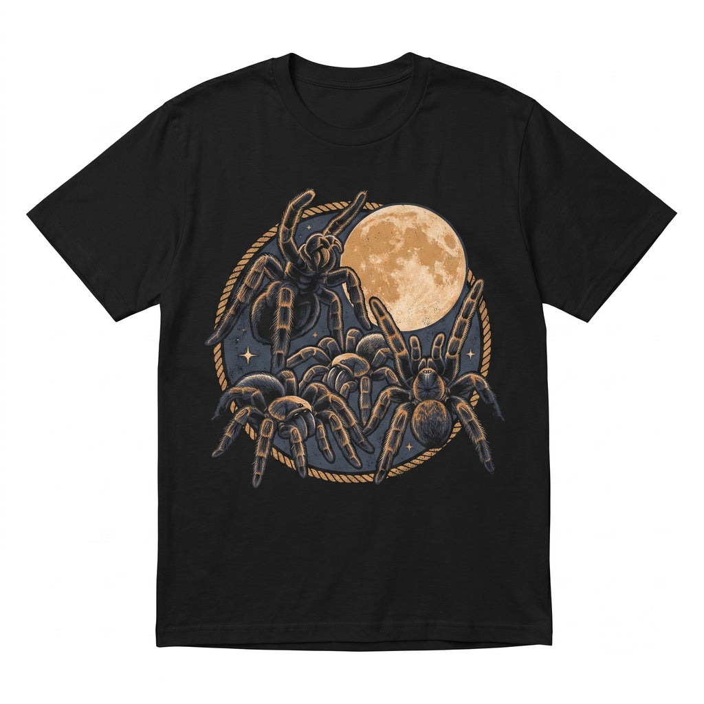 Three Tarantula Moon Funny Spider Graphic Vintage Gothic Arachnid Lover Gift Unisex TShirt