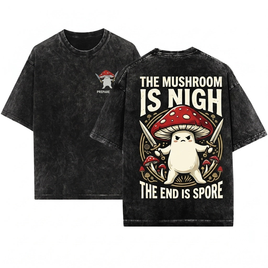 Funny Mushroom With Knives Chaotic Meme The End Is Nigh Unisex Wash T-Shirt
