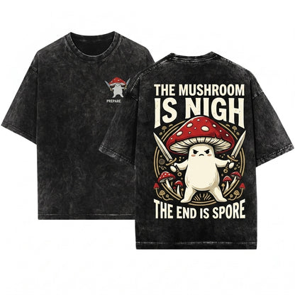 Funny Mushroom With Knives Chaotic Meme The End Is Nigh Unisex Wash T-Shirt