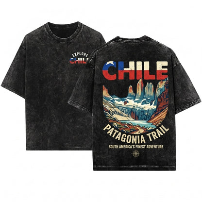 Chilean National Flag Patriotic Country Pride Chile Souvenir Birthday Christmas Gift Unisex Wash T-Shirt