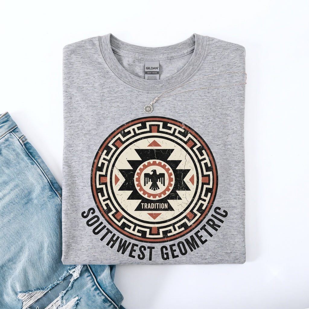 Retro Western Cowboy Aztec Pattern Desert Country Graphic Crewneck Sweater Unisex TShirt