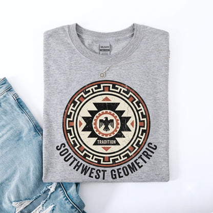 Retro Western Cowboy Aztec Pattern Desert Country Graphic Crewneck Sweater Unisex TShirt
