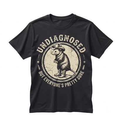 Undiagnosed But Everyone’s Pretty Sure Opossum Funny Possum Humor Gift Chaotic Critter Graphic Apparel Unisex TShirt