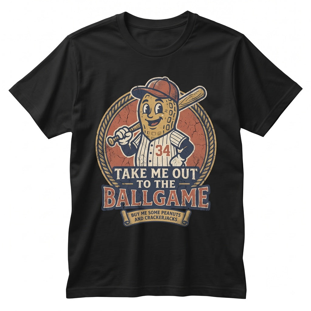 Funny Baseball Mom Softball Peanut Mascot Retro Ballpark Game Day Fan Vintage Sports Unisex TShirt