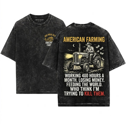 Mens Farming Definition Funny Saying Farmer Gift Fathers Day Dad Husband Apparel Unisex Wash T-Shirt