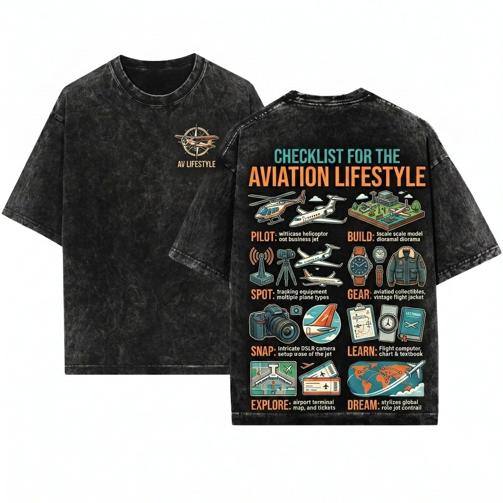 Pilot Aviation Airplane Plane Spotting Model Builder Hobby Gift Unisex Wash T-Shirt