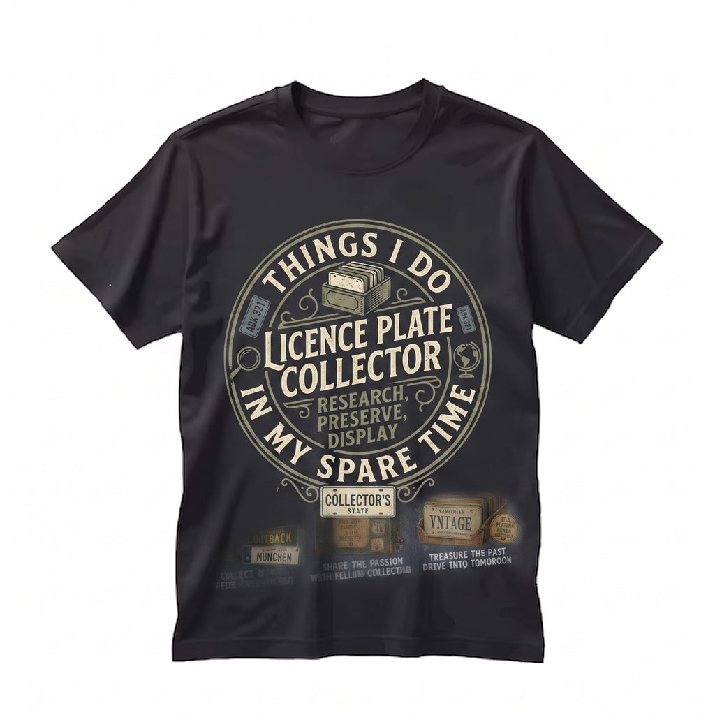 Vintage License Plate Graphic Retro Automobilia Road Trip Car Hobbyist Apparel Unisex TShirt