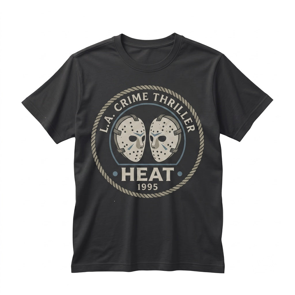1995 Retro Action Movie Bank Heist Hockey Mask Scene Vintage Crime Graphic Unisex TShirt
