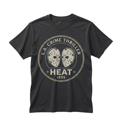 1995 Retro Action Movie Bank Heist Hockey Mask Scene Vintage Crime Graphic Unisex TShirt