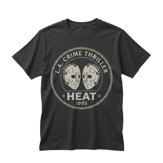 1995 Retro Action Movie Bank Heist Hockey Mask Scene Vintage Crime Graphic Unisex TShirt