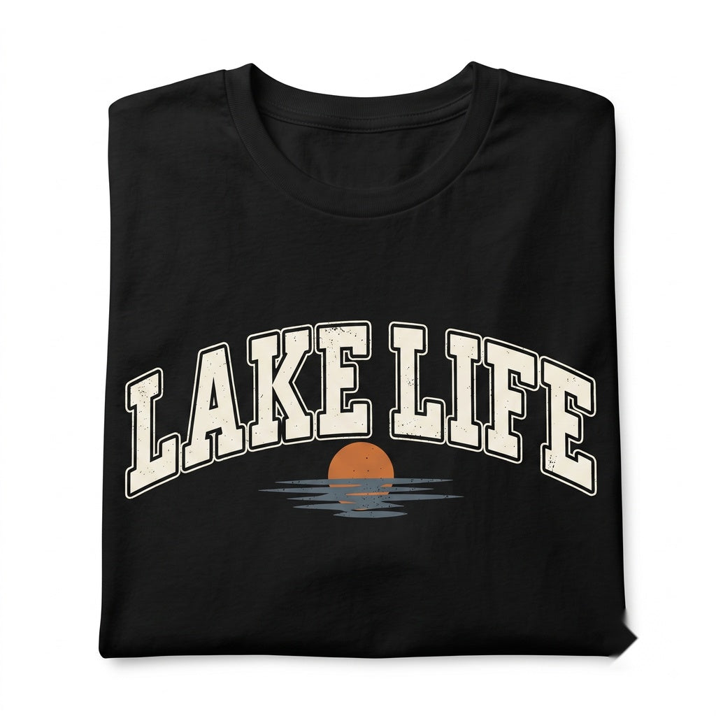 Lake Life Athletic Font Vacation Pullover Cabin Summer Apparel Unisex TShirt