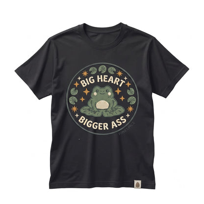 Cute Embroidered Frog Big Heart Meme Funny Animal Wholesome Graphic Gift Unisex TShirt