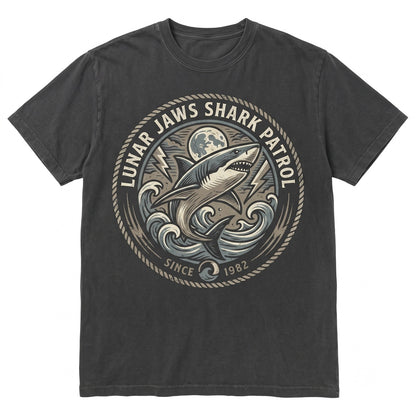 Gothic Great White Mako Shark Moon Lightning Graphic Ocean Dark Sea Lover Gift for Men Women Unisex TShirt