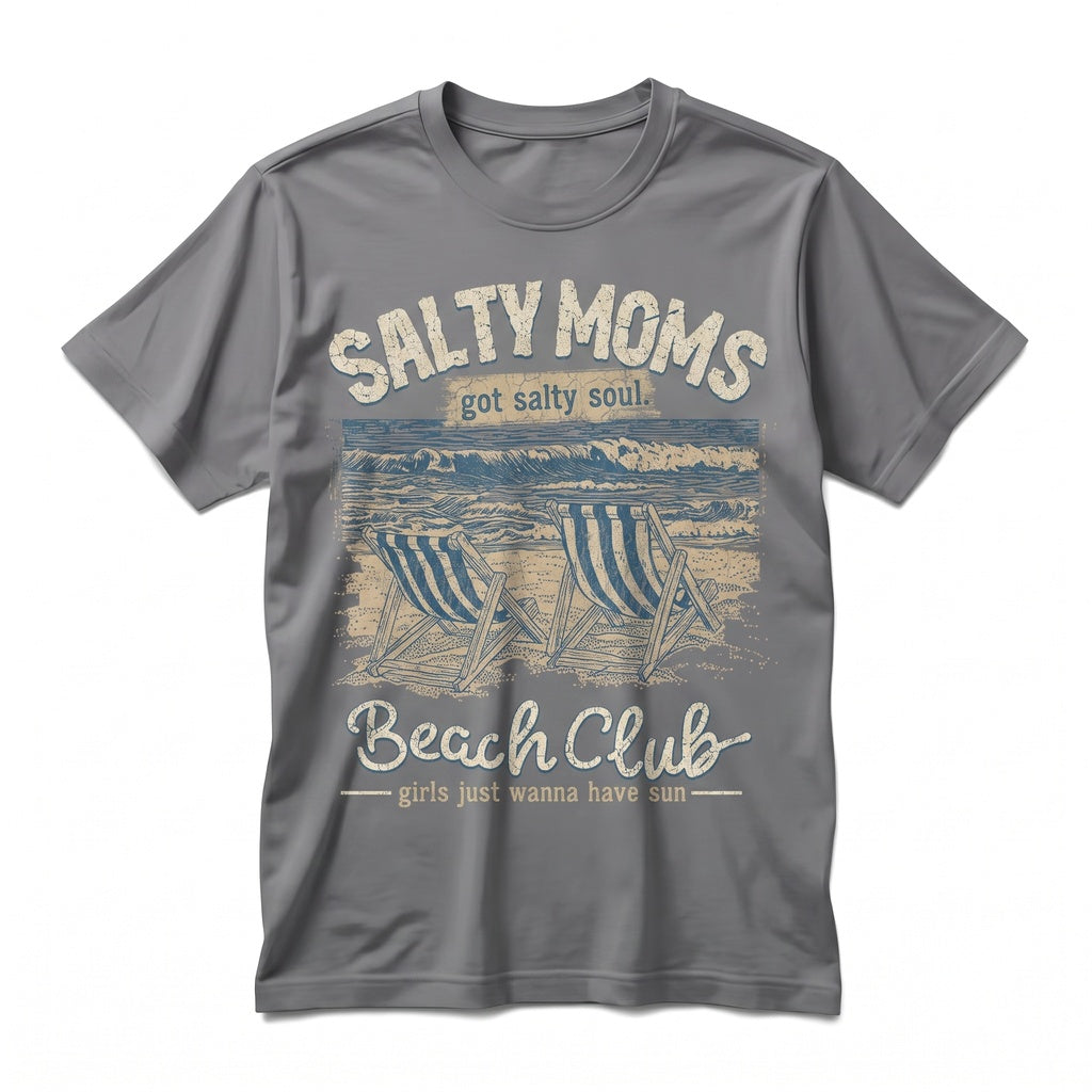 Salty Moms Beach Club Vacation Sunshine Summer Fun Graphic Apparel Unisex TShirt