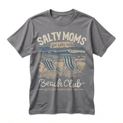 Salty Moms Beach Club Vacation Sunshine Summer Fun Graphic Apparel Unisex TShirt