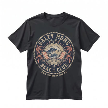 Salty Moms Beach Club Vacation Sunshine Summer Fun Graphic Apparel Unisex TShirt
