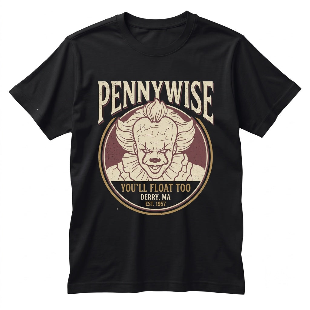Pennywise Killer Clown Horror Movie Fan Gift Halloween Costume Scary Graphic Vintage Softstyle Apparel Unisex TShirt