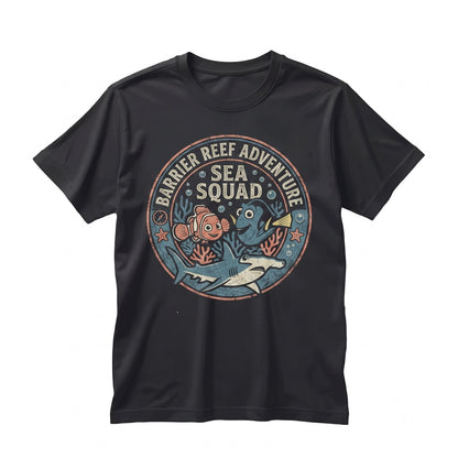 Custom Animated Clownfish Blue Tang Ocean Family Vacation Theme Park Apparel Unisex TShirt