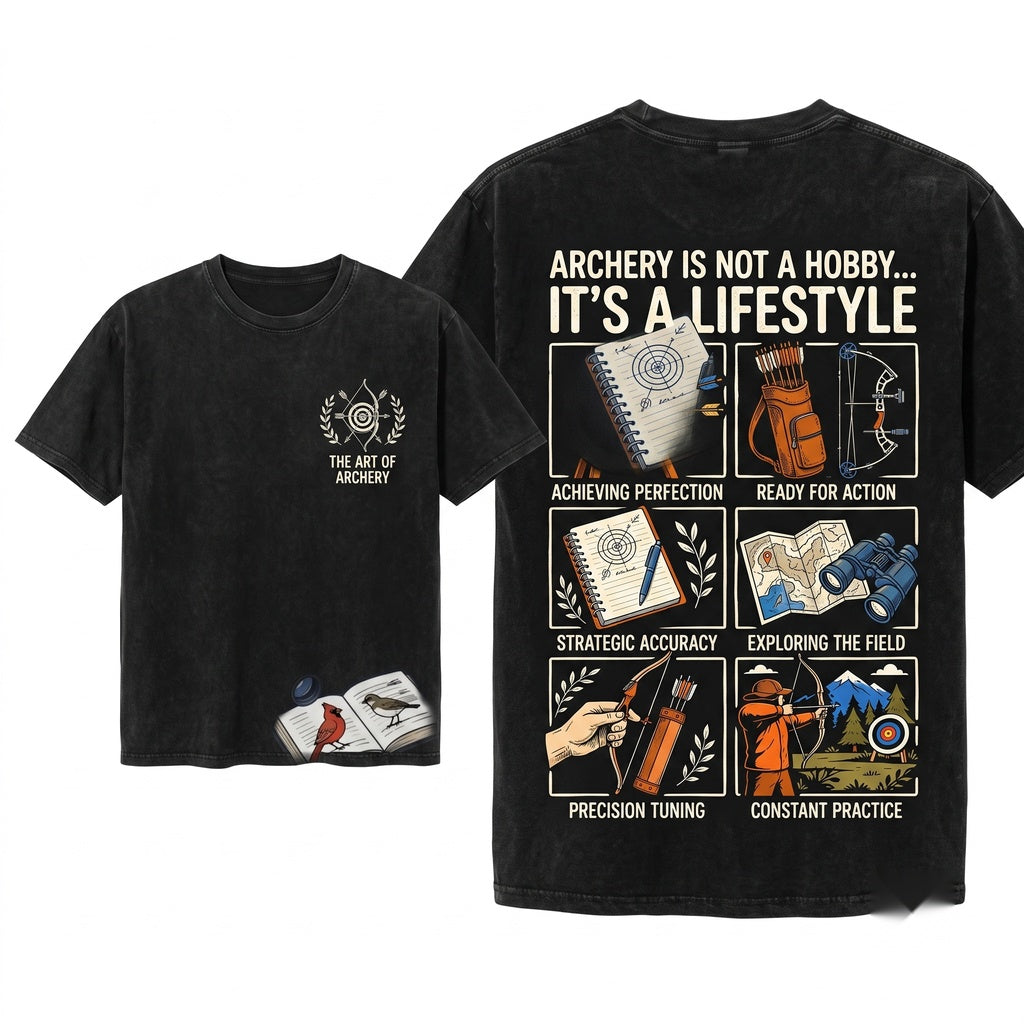 Archer Spare Time Funny Archery Gift Bow Hunter Target Lover Outdoor Hobby Enthusiast Apparel Unisex Wash T-Shirt