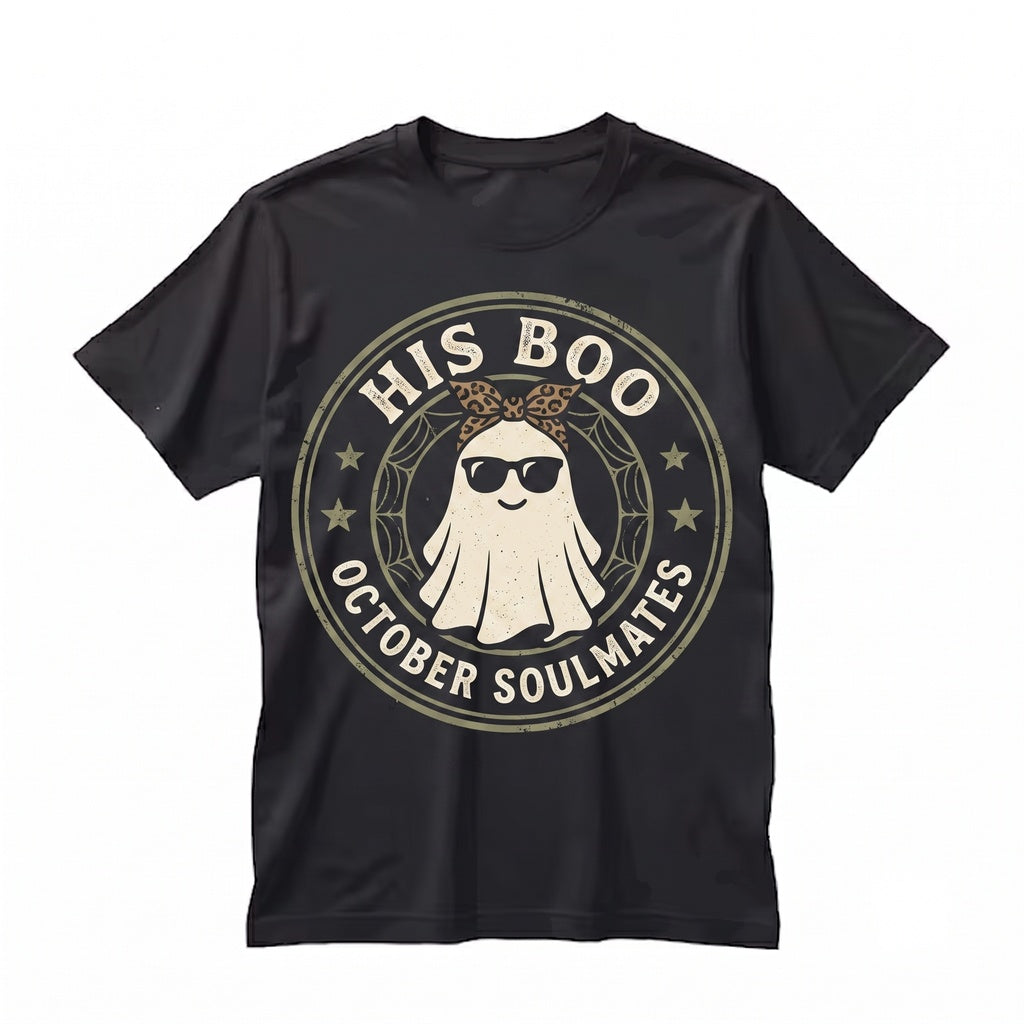 Spooky Season Ghost Couple Matching Her Boo His Halloween Costume Unisex TShirt
