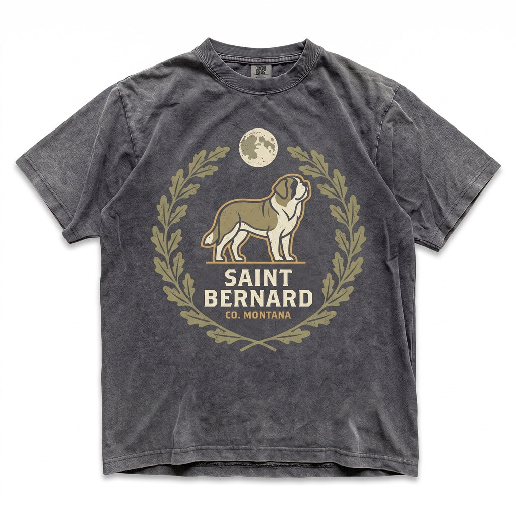 Saint Bernard Howling At Moon Vintage 90s Retro Graphic Dog Mom Gift Unisex TShirt