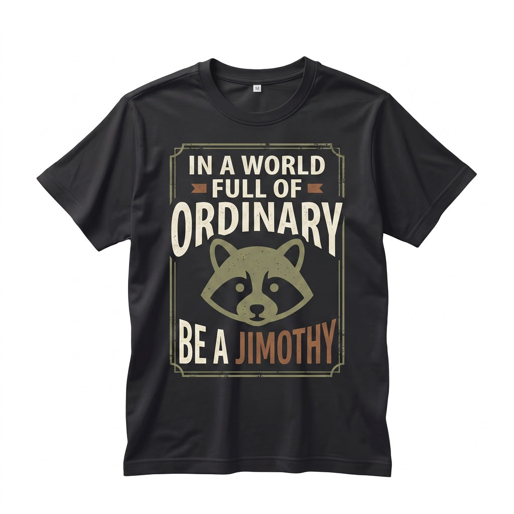 Jimothy Raccoon Graphic Print Black White Quirky Wildlife Animal Lover Gift Unisex TShirt