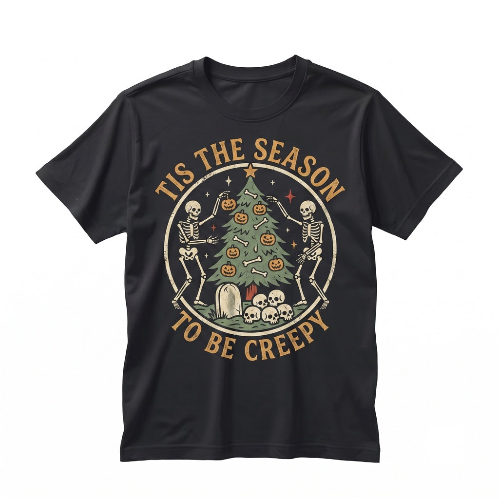 Tis The Season To Be Creepy Retro Ghost Witch Vintage Fall Graphic Unisex TShirt
