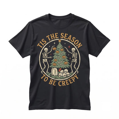 Tis The Season To Be Creepy Retro Ghost Witch Vintage Fall Graphic Unisex TShirt