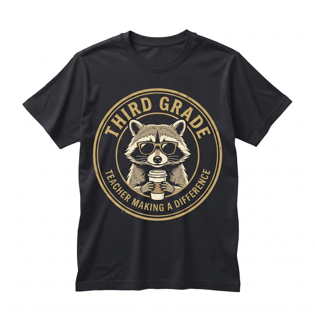 Personalized Grade Level Funny Raccoon Back to School Elementary Educator Team Apparel, Unisex TShirt