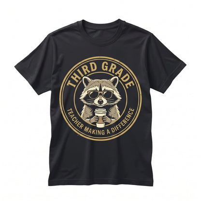 Personalized Grade Level Funny Raccoon Back to School Elementary Educator Team Apparel, Unisex TShirt