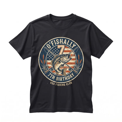OFishally 7 Kids Seventh Birthday Angler Graphic Apparel Unisex TShirt