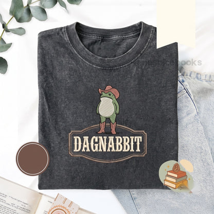 Dagnabbit Cowboy Frog Embroidered Pink Cowgirl Boots Funny Graphic Cotton Vintage Unisex TShirt