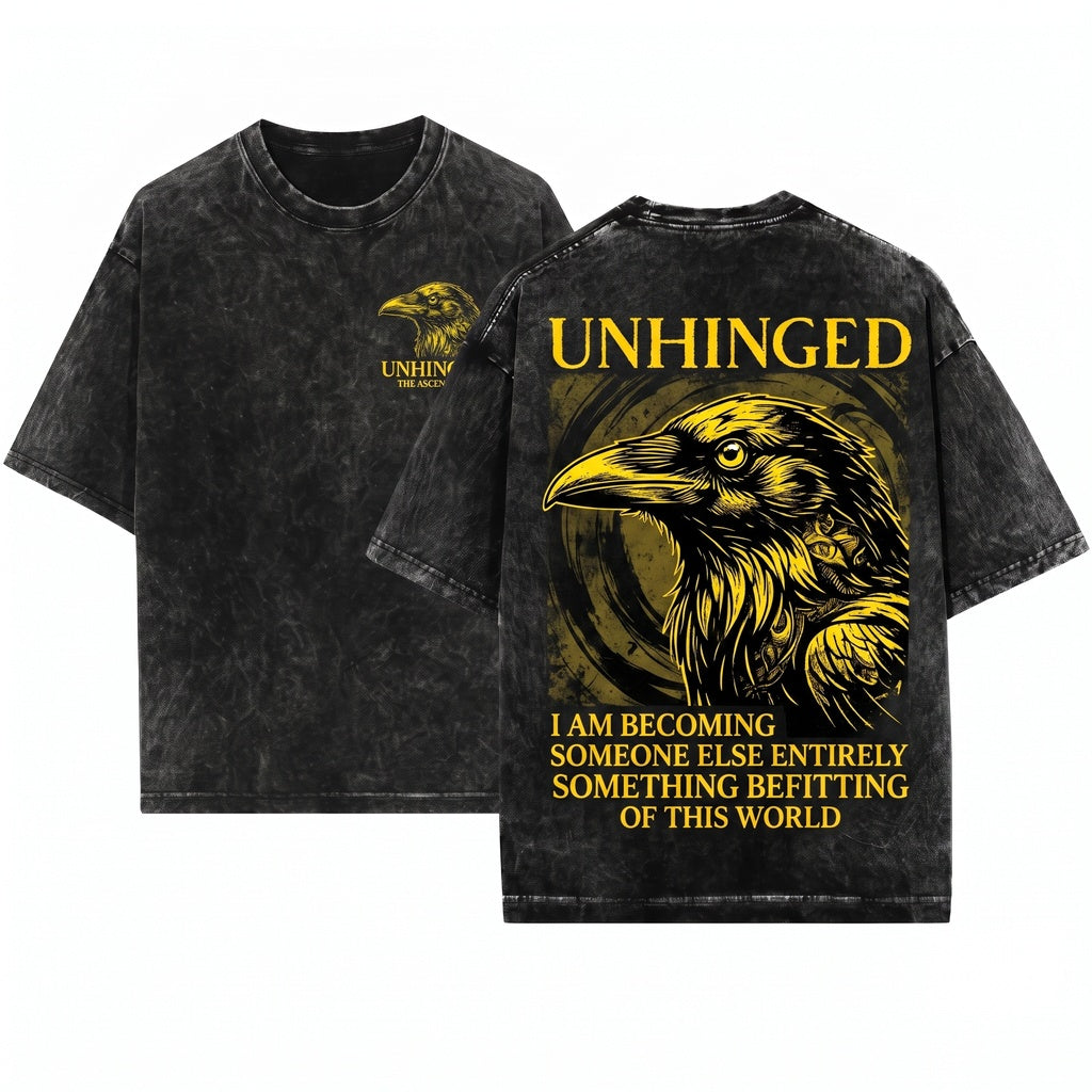 Unhinged Seagull Vintage Japanese Graphic Aesthetic Bird Unisex Wash T-Shirt