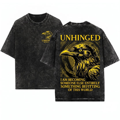 Unhinged Seagull Vintage Japanese Graphic Aesthetic Bird Unisex Wash T-Shirt