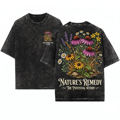 Classic Coneflower Graphic Wildflower Botanical Prairie Garden Vintage Nature Gift Unisex Wash T-Shirt