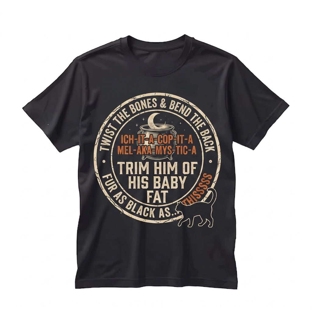 Twist The Bones Halloween Black Cat Witch Spell Spooky Apparel Gift Unisex TShirt