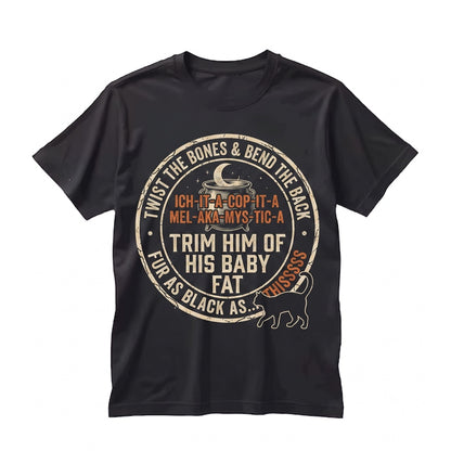 Twist The Bones Halloween Black Cat Witch Spell Spooky Apparel Gift Unisex TShirt