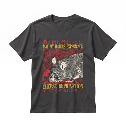 Funny May My Haters Experience Cheese Deprivation Vintage Japanese Mouse Graphic Humor Apparel Unisex TShirt