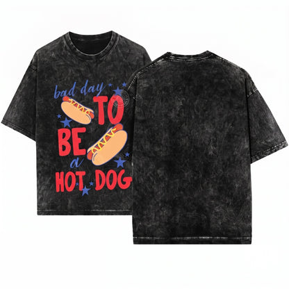 Bad Day To Be a Hot Dog Summer 4th of July Labor Day Graphic Unisex Wash T-Shirt