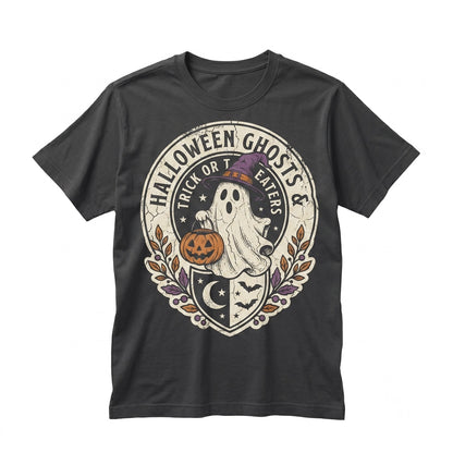Witch Hat Ghost Halloween Pumpkin Basket Purple Orange Aesthetic Night Spooky Trick Gift Unisex TShirt