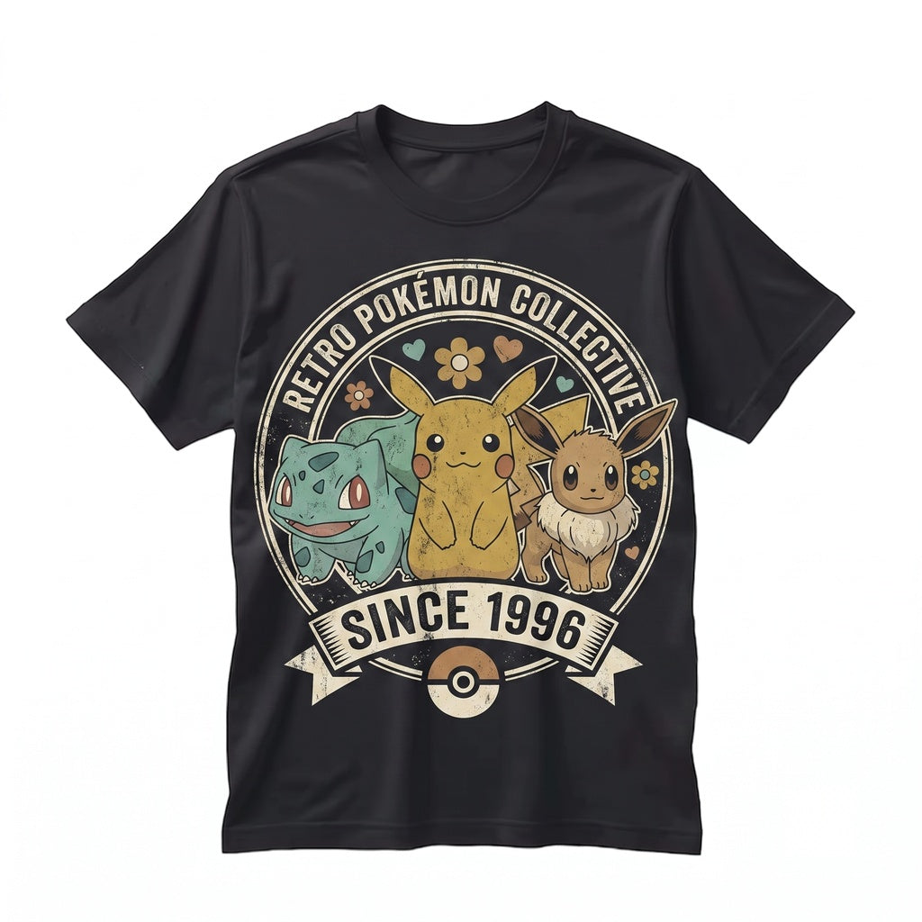 Retro Checkerboard Pocket Monster Cute Anime Fan Floral Groovy Graphic Unisex TShirt
