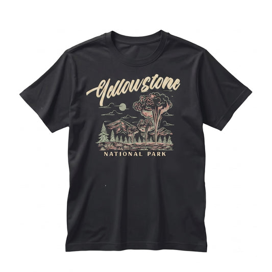 Vintage Yellowstone National Park Outdoor Nature Garment Dyed Graphic Unisex TShirt