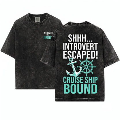 Introvert On A Cruise Funny Vacation Travel Humor Gift Premium Tri-Blend Unisex Wash T-Shirt