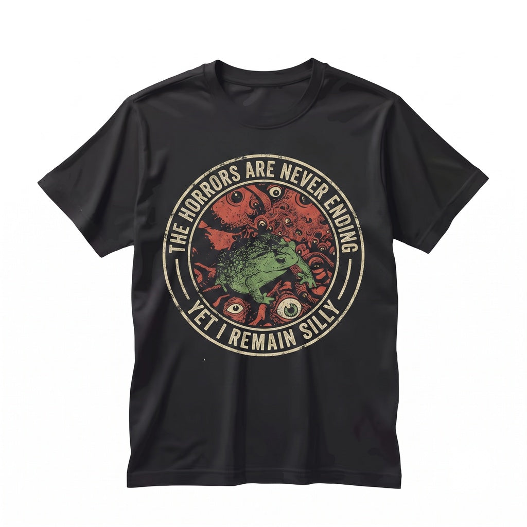 The Horrors Frog Funny Meme Graphic Novelty Vintage Amphibian Unisex TShirt