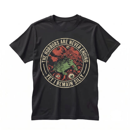 The Horrors Frog Funny Meme Graphic Novelty Vintage Amphibian Unisex TShirt