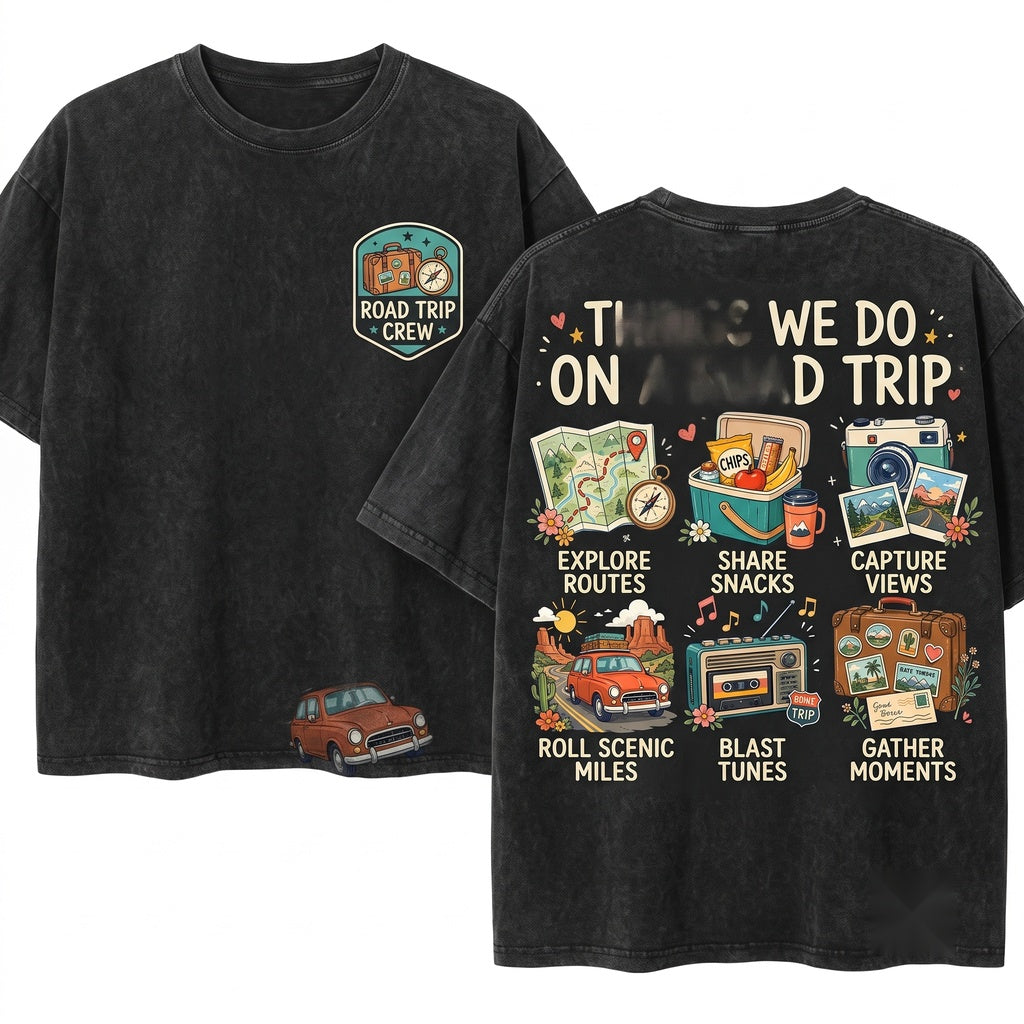 Things I Do In My Spare Time Road Trip Vintage Travel Lover Graphic Wanderlust Adventure Vacation Unisex Wash T-Shirt