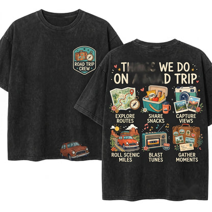 Things I Do In My Spare Time Road Trip Vintage Travel Lover Graphic Wanderlust Adventure Vacation Unisex Wash T-Shirt